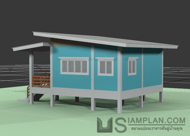 แบบบ้านชั้นเดียว 1 ห้องนอน 1 ห้องน้ำ