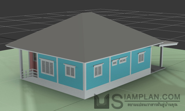 แบบบ้านชั้นเดียว 2 ห้องนอน 2 ห้องน้ำ