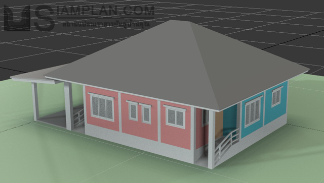 แบบบ้านชั้นเดียว 2 ห้องนอน 2 ห้องน้ำ