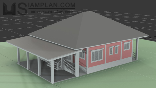 แบบบ้านชั้นเดียว 2 ห้องนอน 2 ห้องน้ำ