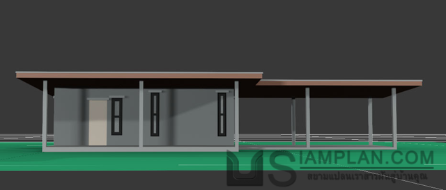 แบบบ้านชั้นเดียว 1 ห้องนอน 2 ห้องน้ำ