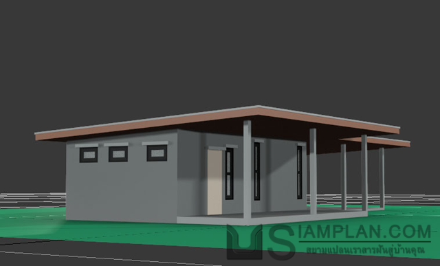 แบบบ้านชั้นเดียว 1 ห้องนอน 2 ห้องน้ำ