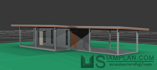 แบบบ้านชั้นเดียว 1 ห้องนอน 2 ห้องน้ำ