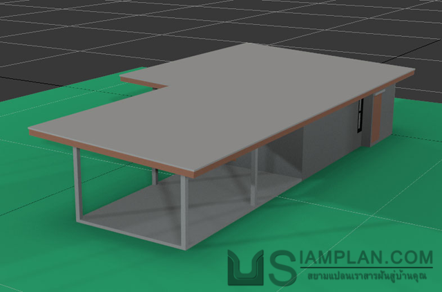 แบบบ้านชั้นเดียว 1 ห้องนอน 2 ห้องน้ำ