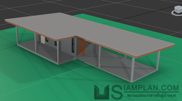 แบบบ้านชั้นเดียว 1 ห้องนอน 2 ห้องน้ำ