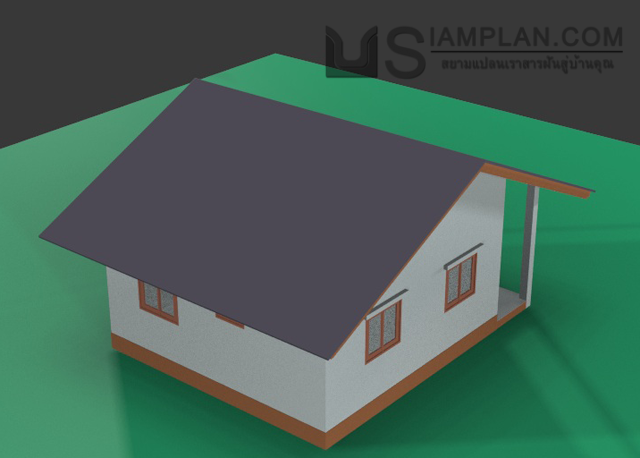 แบบบ้านชั้นเดียว 2 ห้องนอน 2 ห้องน้ำ