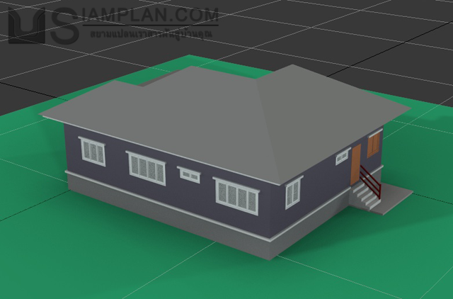 แบบบ้านชั้นเดียว 3 ห้องนอน 2 ห้องน้ำ