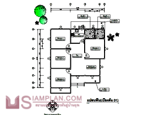 แปลนพื้น บ้านชั้นเดียว 4 ห้องนอน 2 ห้องน้ำ
