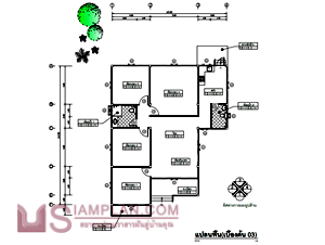 แปลนพื้น บ้านชั้นเดียว 4 ห้องนอน 2 ห้องน้ำ