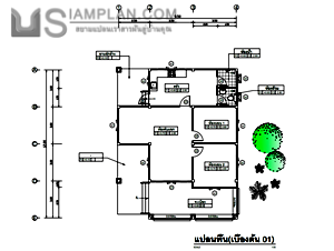 แปลนพื้น บ้านชั้นเดียว 2 ห้องนอน 2 ห้องน้ำ