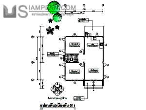 แปลนพื้น บ้านชั้นเดียว 2 ห้องนอน 1 ห้องน้ำ