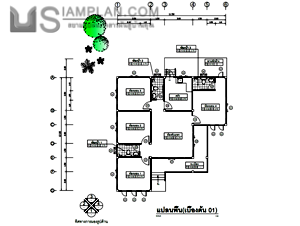 แปลนพื้น บ้านชั้นเดียว 4 ห้องนอน 3 ห้องน้ำ