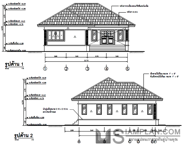 แปลนพื้น บ้านชั้นเดียว 3
 ห้องนอน 4 ห้องน้ำ