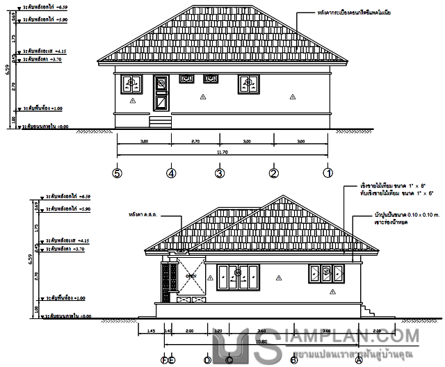แปลนพื้น บ้านชั้นเดียว 3
 ห้องนอน 4 ห้องน้ำ