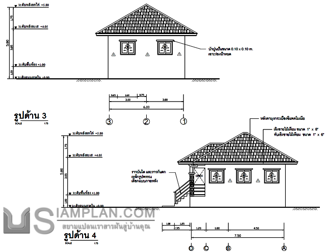 แปลนพื้น บ้านชั้นเดียว 2
 ห้องนอน 1 ห้องน้ำ