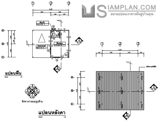 แปลนพื้น บ้านชั้นเดียว 1
 ห้องนอน 1 ห้องน้ำ