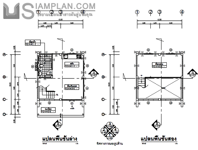 แปลนพื้น บ้านสองชั้น 1
 ห้องนอน 1 ห้องน้ำ