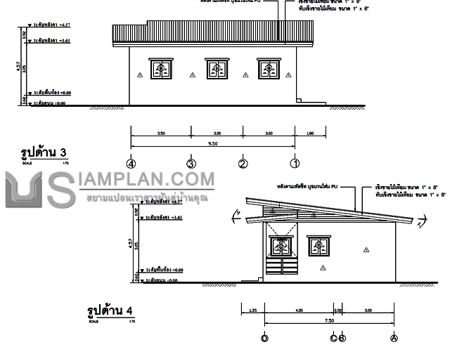 แปลนพื้น บ้านชั้นเดียว 3
 ห้องนอน 2 ห้องน้ำ