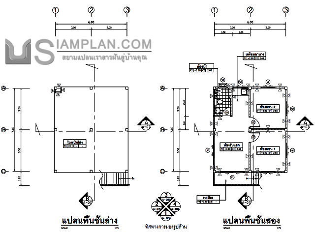 แบบบ้านฟรี 2 ห้องนอน 1 ห้องน้ำ